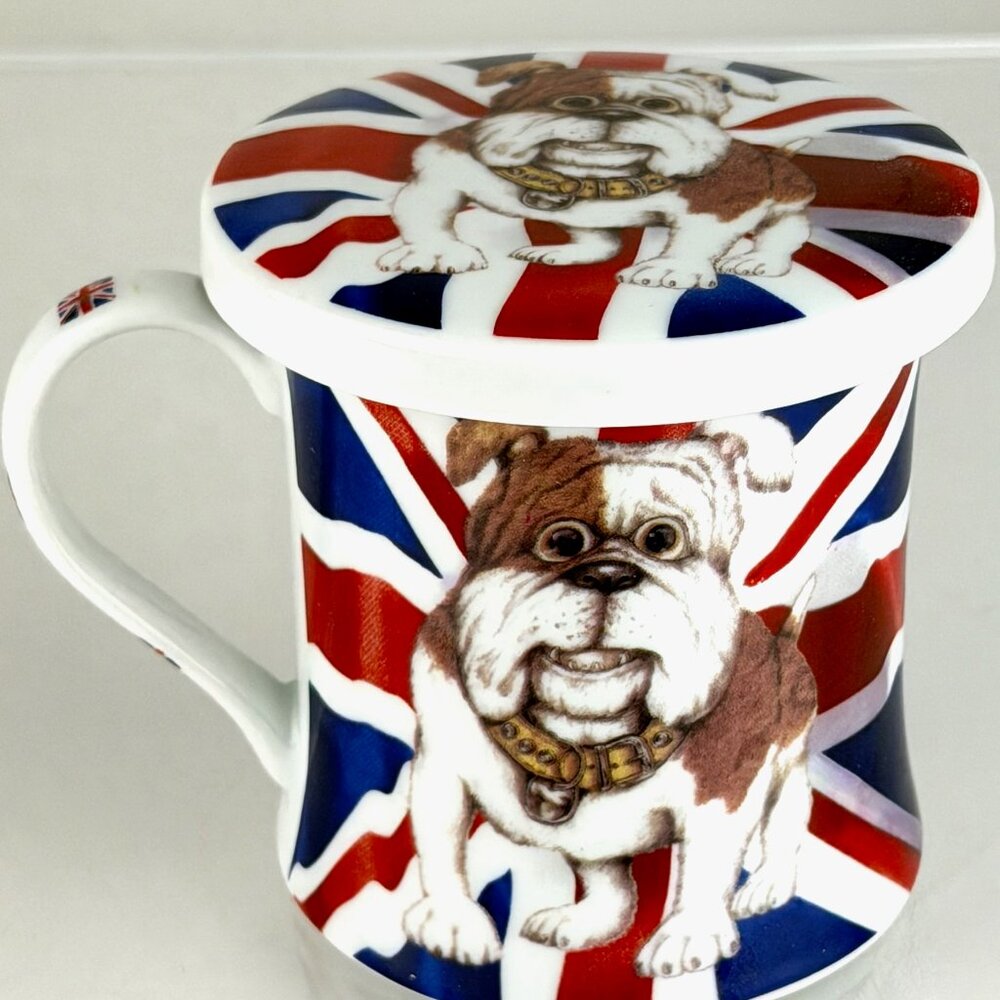 Mug The Leonardo Collection British Bulldog Union Jack Fine China & Top/ Coaster